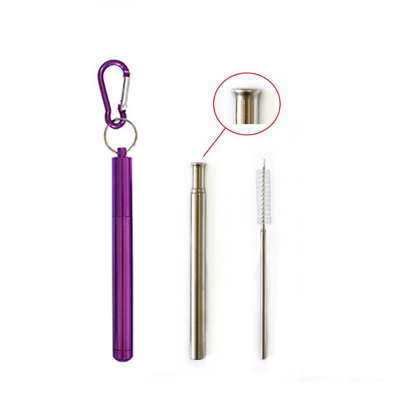 Collapsible Reusable Straw Portable Stainless Steel Telescopic Metal Drinking with Case and Brush for Travel Outdoor