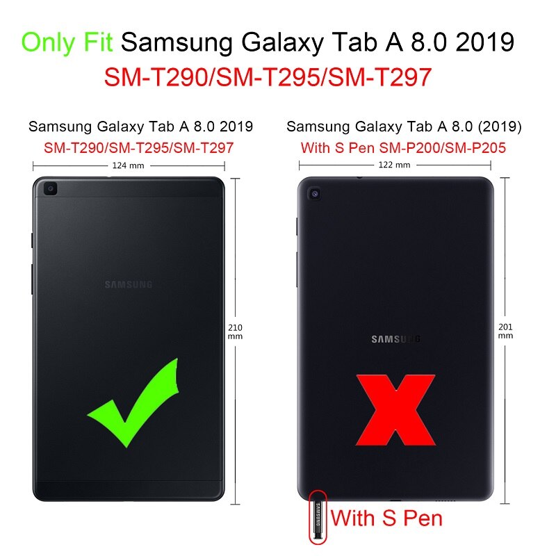 Nowy Coque dla Samsung Galaxy Tab A 8.0 2019 SM-T290 T295 T297 przypadku 360 obrót inteligentne etui z PU dla Samsung Tab A 8.0 T290 okładka