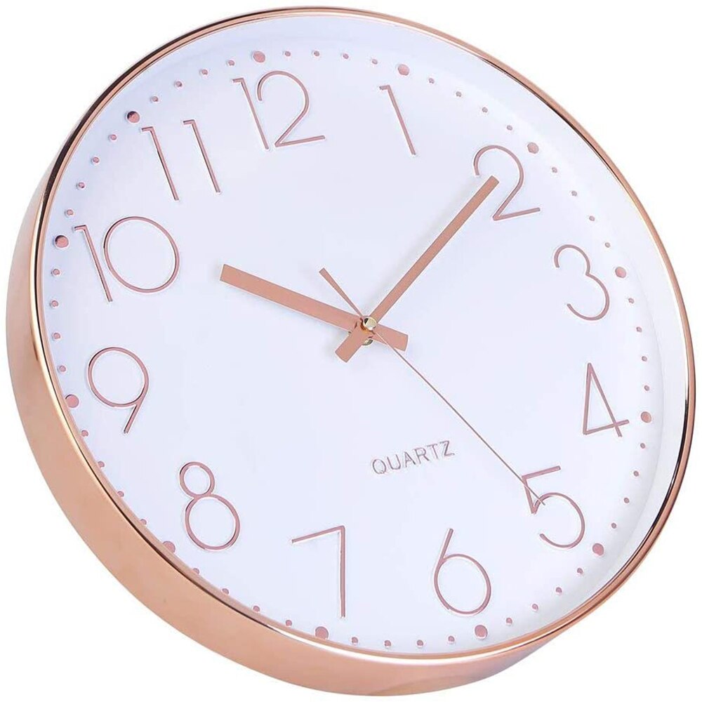 12 Inch Simple Modern Silent Quartz Wall Clock Round Clock White Background Clock Silent Wall Clock Home Office 3D: 02