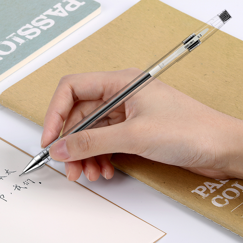 Deli caneta em gel 0.3mm, caneta gel preta de alta qualidade para material de escritório e escritório, 3 peças recarga de recargas