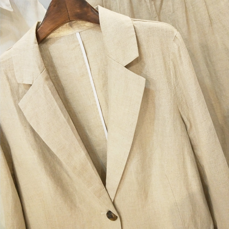 Traje casual de verano conjunto de blazer fino suelto de algodón y lino conjunto de trajes de mujer 2 piezas trajes de oficina para mujer trajes de pantalón de mujer