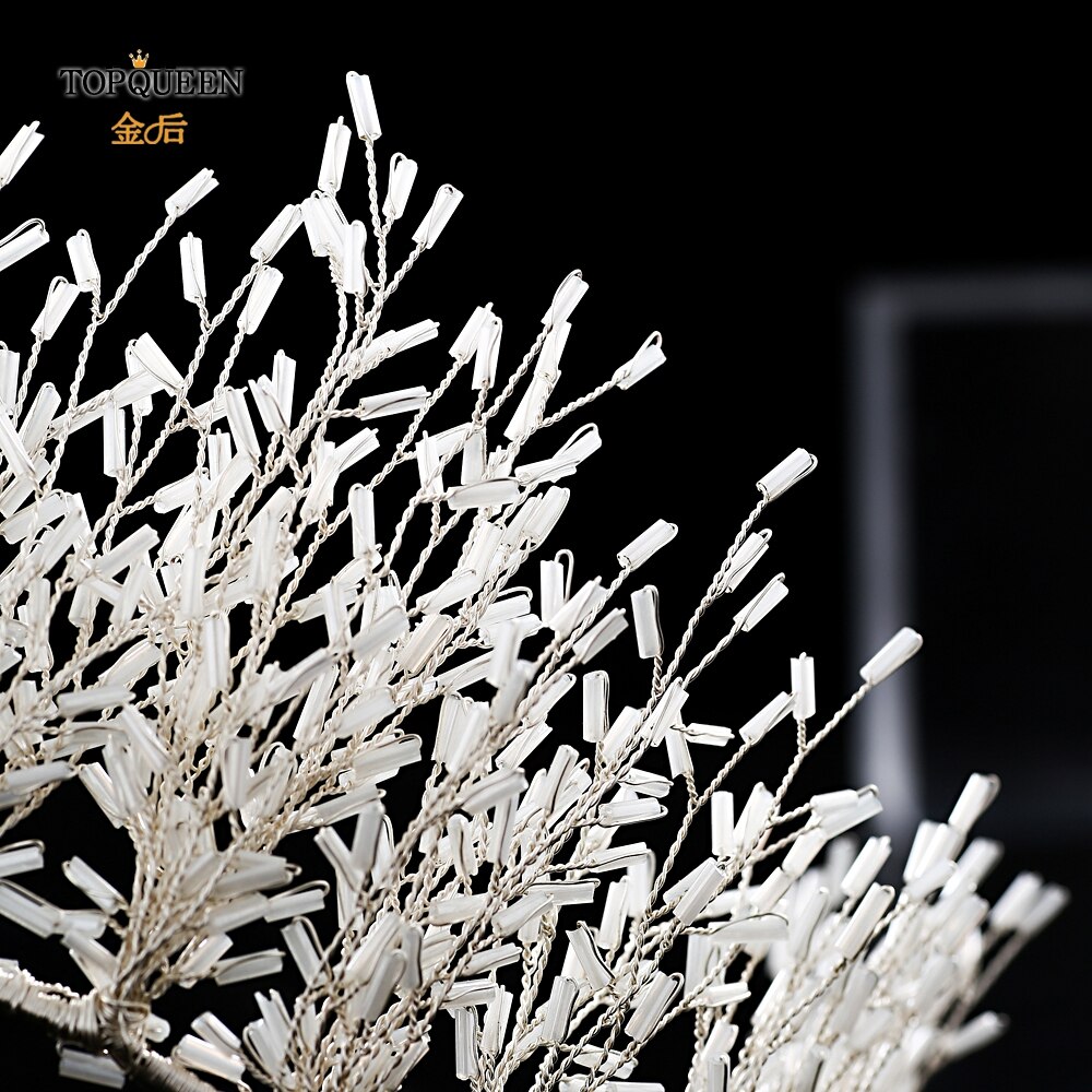 TOPQUEEN White Tube Beauty Queen Crown Tiara Cheap Bridal Crown Rhinestone Headbands for Women Hair Vines for Wedding HP193
