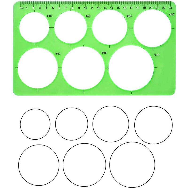 3 PCS Circle Template Plastic Circle and Oval Templates Measuring Templates Rulers Digital Drawing for Office and School