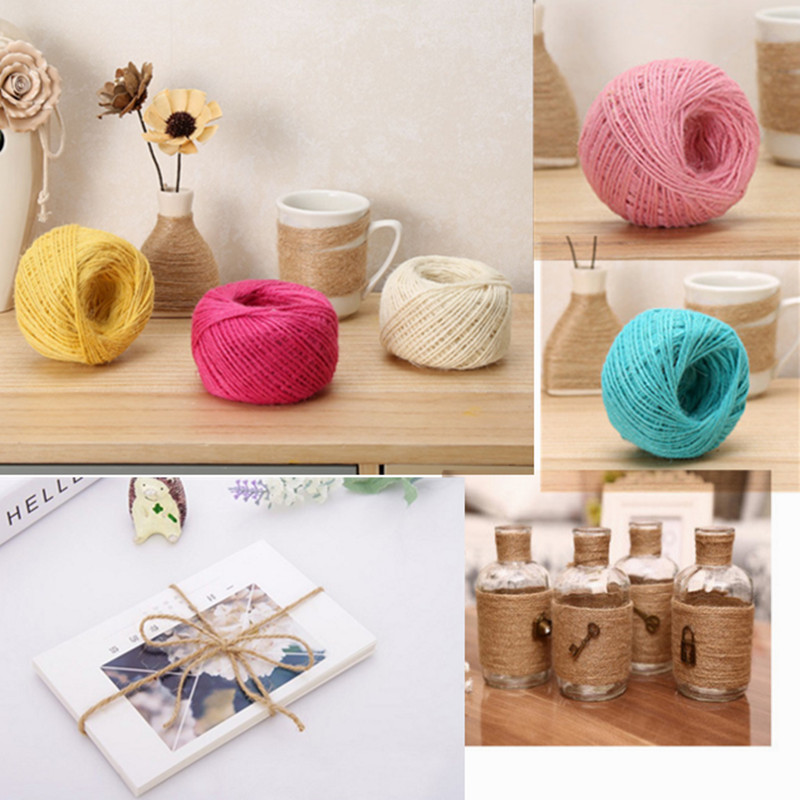 50M Natural Burlap Hessian Jute Twine Cord Hemp Rope 2mm Packing String Wedding Decoration 5BB5607