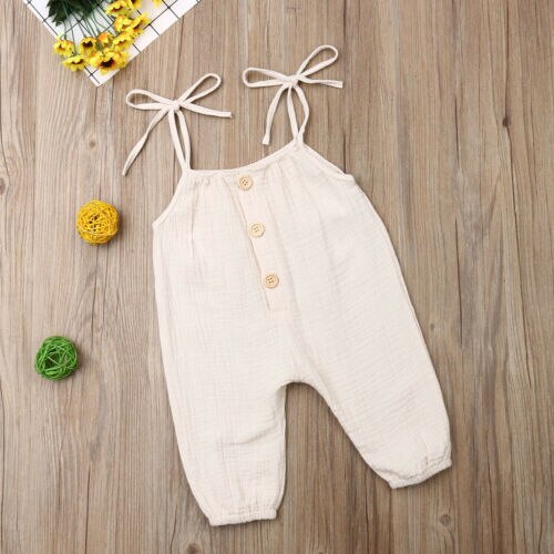 Mono sin mangas con botones y cinturón para bebés y niños ropa de mono de combinación de verano