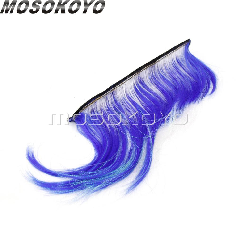 Motorcycle Punk Biker Helmet Mohawk Attached Long Hair Feather Casco Mohawks Sticker Outdoor: blue white