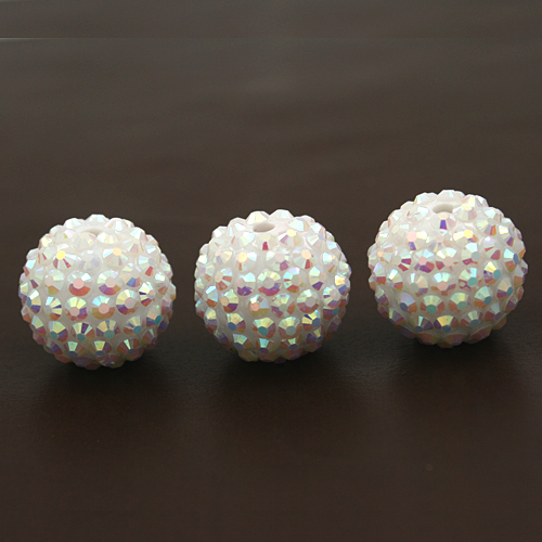 NiceBeads 12mm okrągły kształt 15 kolorów U-Pick Chunky żywicy koraliki z kryształu górskiego, żywicy, Chunky koraliki do tworzenia biżuterii: AB White