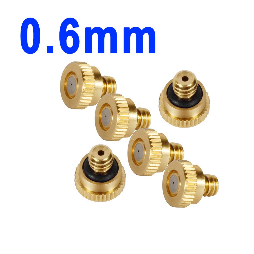 Kits de brumisation bricolage comprenant 12 pièces kits de buses en laiton 10 pièces porte-buse blanc 1 pièces bouchon d'extrémité pour gazebo: nozzle orifice 0.6mm