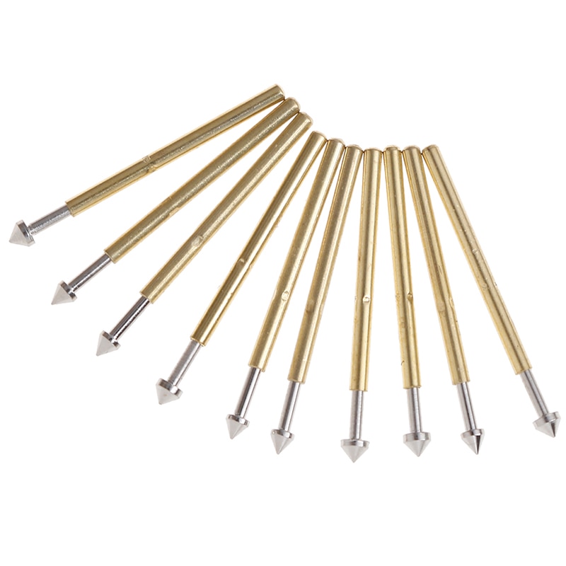 100pcs P75-E2 / P75-E3 Spring Test Probe Pogo Pin 1.3mm Conical Head Gold Plated 1.0mm Thimble