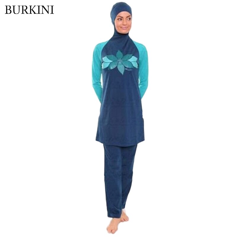 Frauen Plus Größe Burkinis Islamischen Badeanzug Schwimmen Gedruckt Floral Muslimischen Bademode Hijab Muslimah Surf Tragen Sport