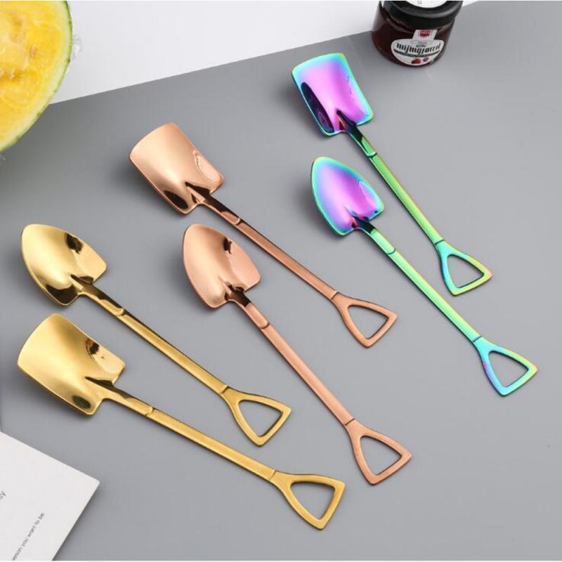 Shovel Small Spoon Fork Taro Spoon Coffee Stir Spoon Stainless Steel Long Handle Spoon Fork Home Small Tools