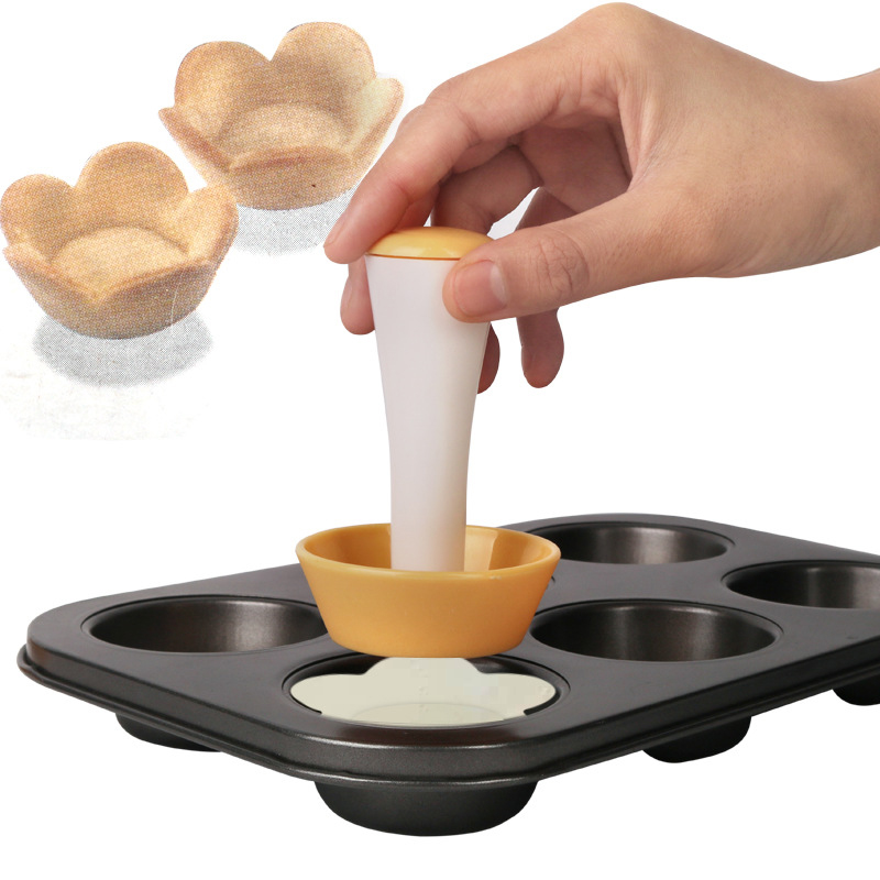 Plastic Pastry Tamper Tart Shell Molds Tart Cutter Flower Round Dough Cookie Cutter Set Cupcake Muffin Mold Cooking Tools