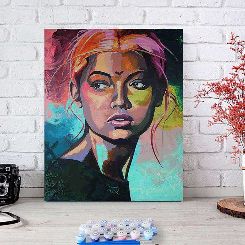 paint by number art painting by numbers Abstract character portrait custom personality living room decoration decompression: 6808 / 30x45cm no frame