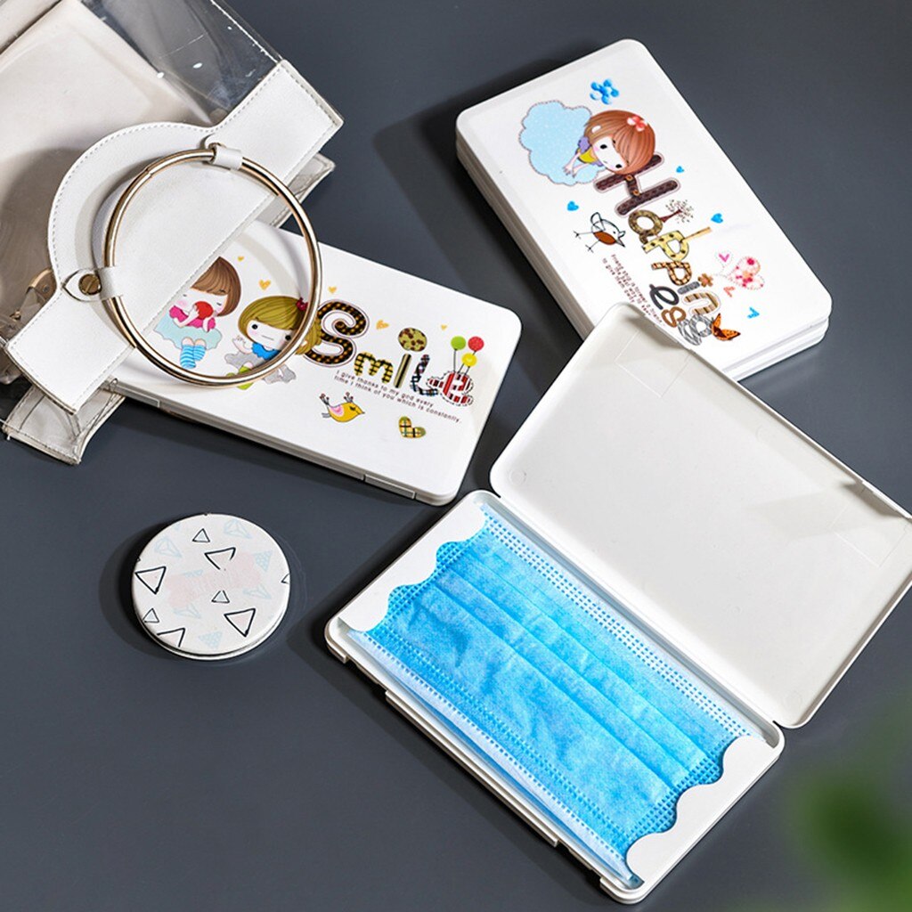Mask Storage Box Mask Save Portable Storage Box With Lid That cute cartoon Can Carry Masks Organizer boîte de masque enregistrer