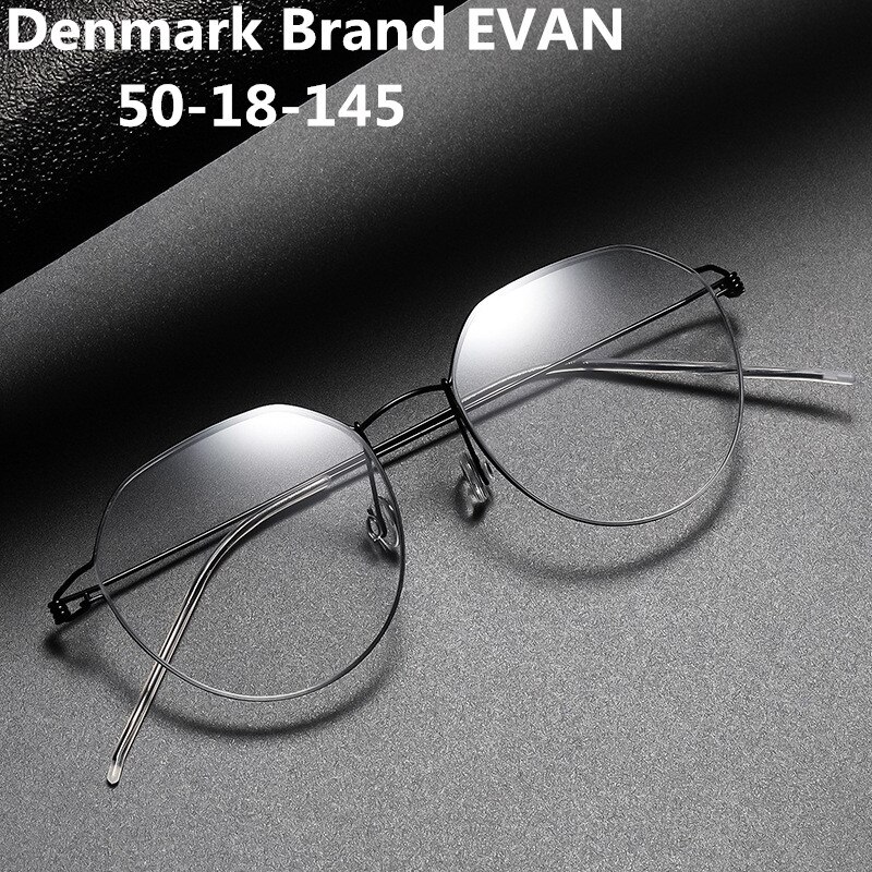 Dänemark Ultraleicht Schraubenlose Titan Brille Rahmen Männer Optische Brillen Frauen Myopie Runde Brillen Evan