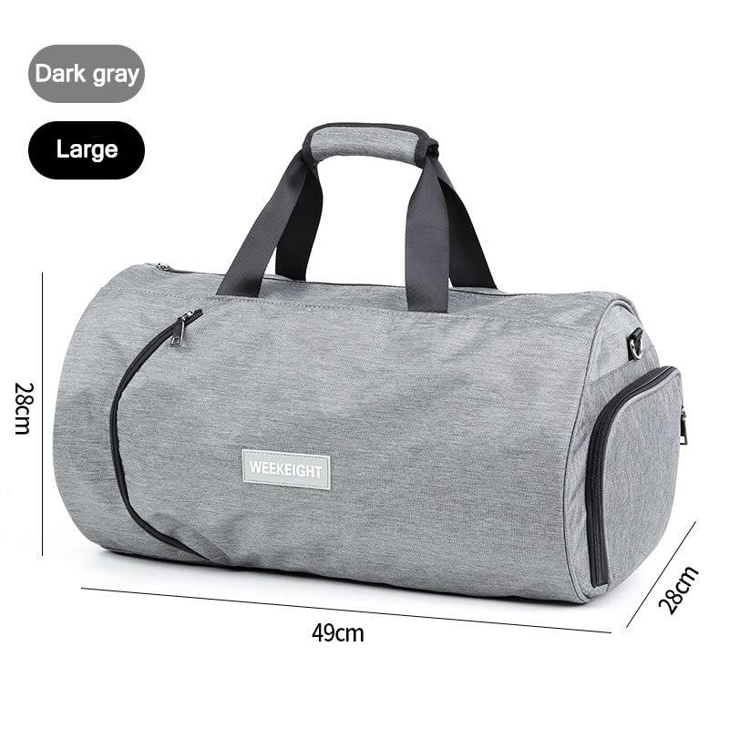 Bolsa de deporte de entrenamiento impermeable de 30L para hombres con bolsillo para zapatos, equipaje de viaje, bolsas de lona, bolso de fitness, bolsa de viaje: DarkGray-L