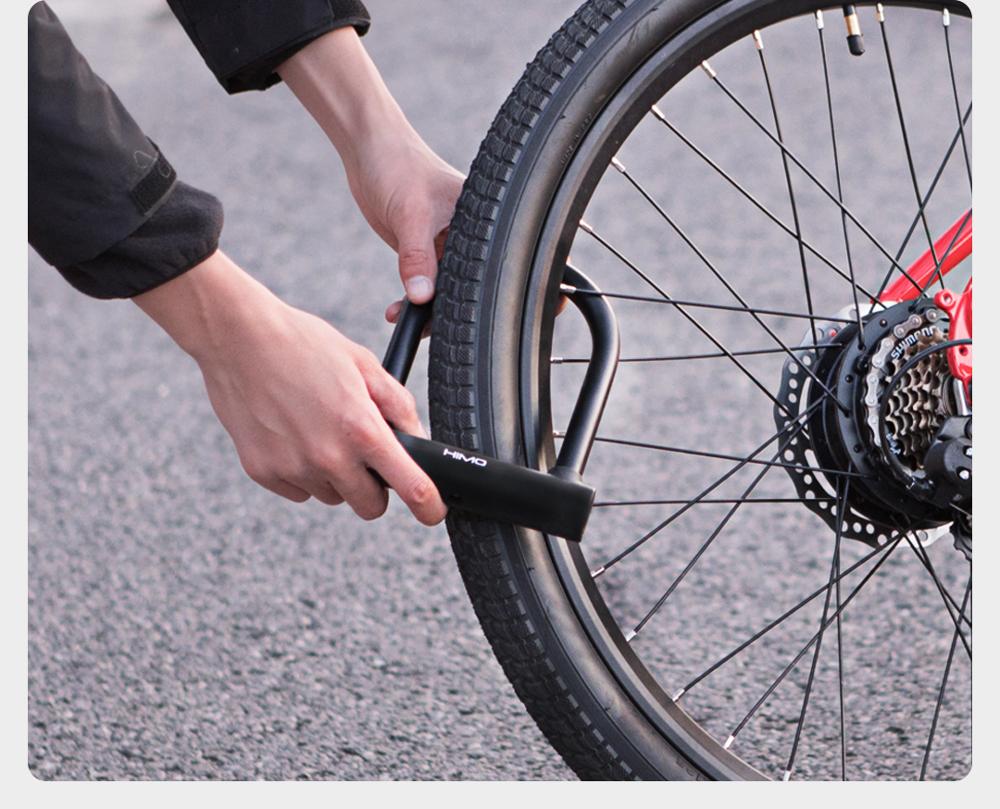Original himo portabel mini elcykel skoter cykel lås säkerhet dubbelöppet u-format lås  ip67 vattentätt för ebike