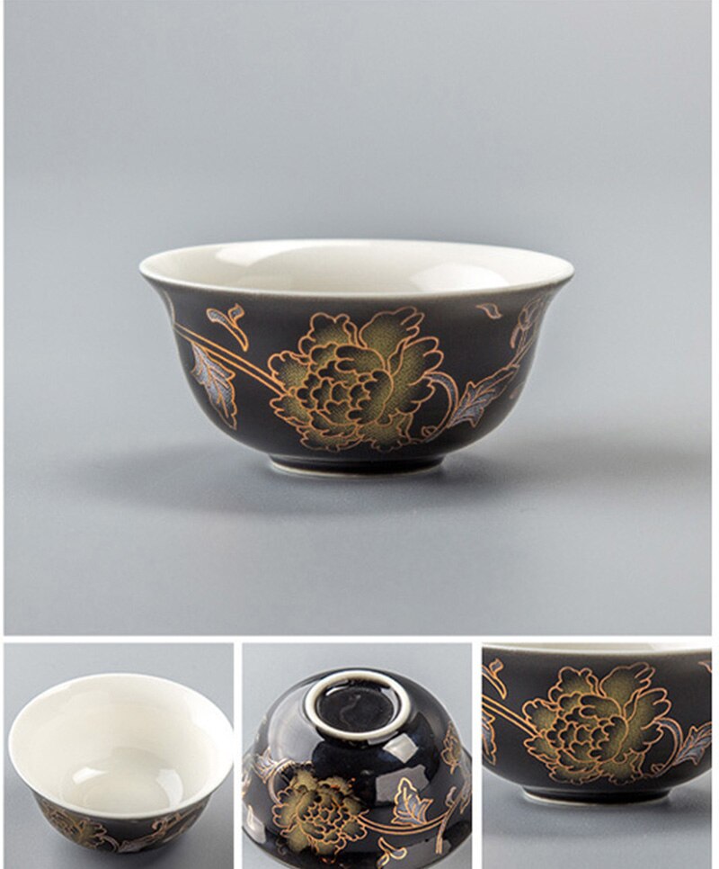 Chinese Traditionele Gouden Draak Thee Cup 1Pcs, Keramische Theekopje Puer Cup Set, keramische Oven Top Grade Porselein: 03