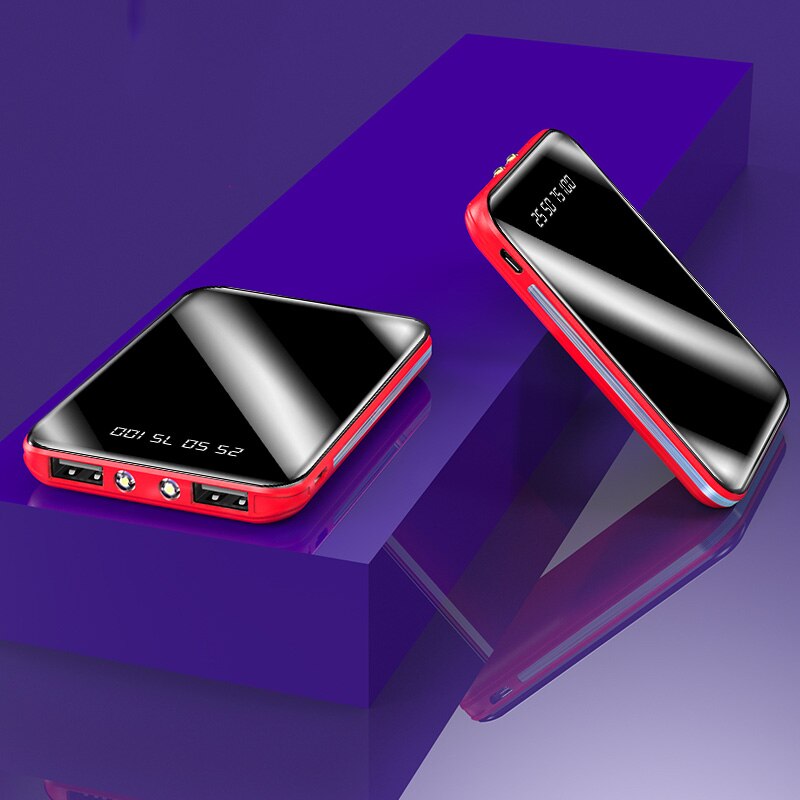 30000mAh Power Bank Große Kapazität Tragbare Mini USB Telefon Ladegerät Digital Display Im Freien Reise für Externe Batterie PoverBank: red