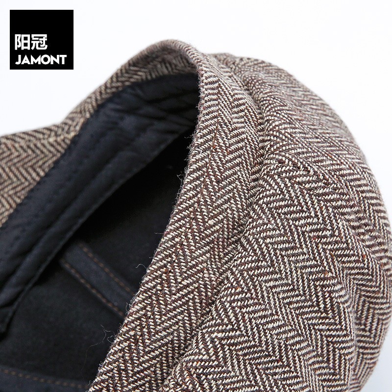 JAMONT Unisex Autumn Winter Newsboy Caps Men And Women Warm Tweed Octagonal Hat For Male Detective Hats Retro Flat Caps chapeau
