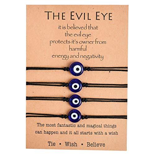 Pulseras de cuerda de 7 nudos hechas a mano, pulseras de cuerda roja con abalorios de mal de ojo, pulsera de Amistad tejida ajustable apilable: 37