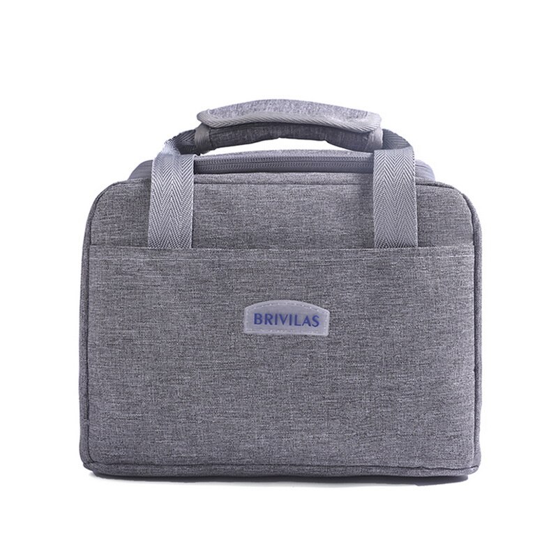 Adisputent thermisch geïsoleerde lunchtas picknick opbergtas draagbare lunchbox camping outdoor handtas koelbox lunchbox tas: Grijs -2