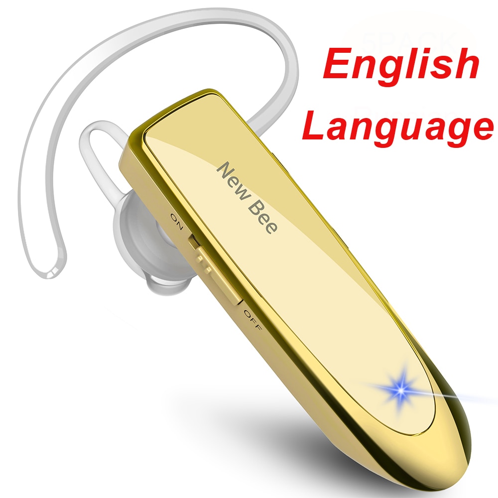 Bee-auriculares inalámbricos con Bluetooth V5.0, cascos manos libres con micrófono CVC 6,0 para música, para negocios y conducción, 22H: EN Gold No bag