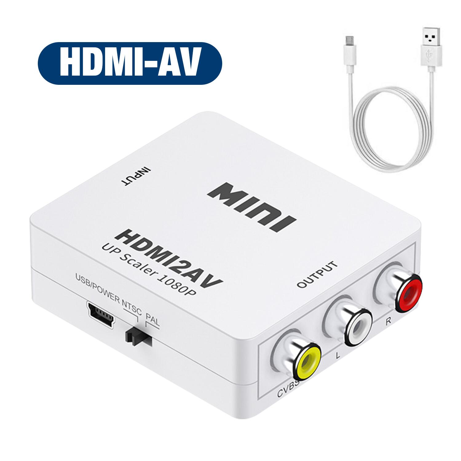 HDMI To AV RCA Adapter Converter MINI Box RCA AV CVSB LR Video Composite AV Scaler Converter For PC HDTV Projector: WHITE