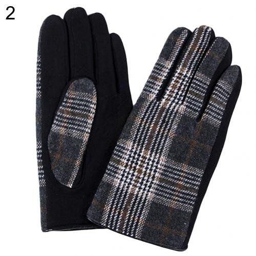 Miehet syksy talvi ruudullinen koko sormi käsineet paksuuntua lämpimät lapaset casual houndstooth koko hanskat vaatteet sisustus lisävaruste: 2