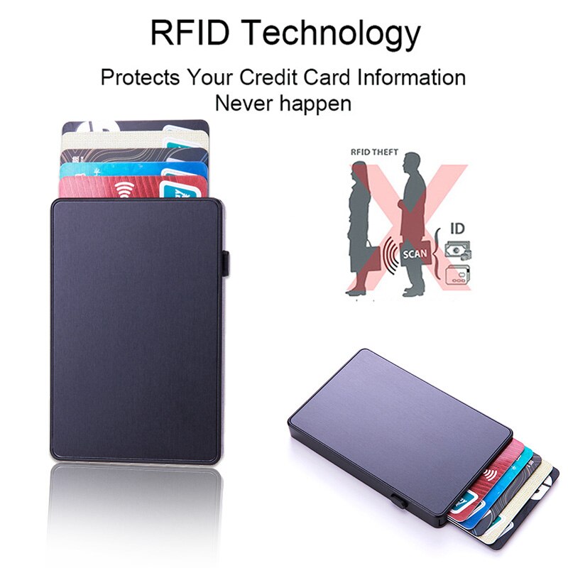 DIENQI-tarjetero Anti Rfid para hombre y mujer, Mini Billetera delgada, pequeña, mágica, inteligente,