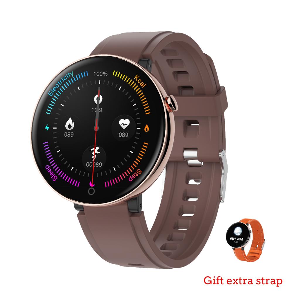 DT Nr. 1 DT18 Smart Watch Runde Touchscreen Smartwatch Schlaf Herzfrequenz Blutdruckmessgerät Intelligent Fitness Tracker IP67 Sportmode Armband Armband Band Männer: Brown