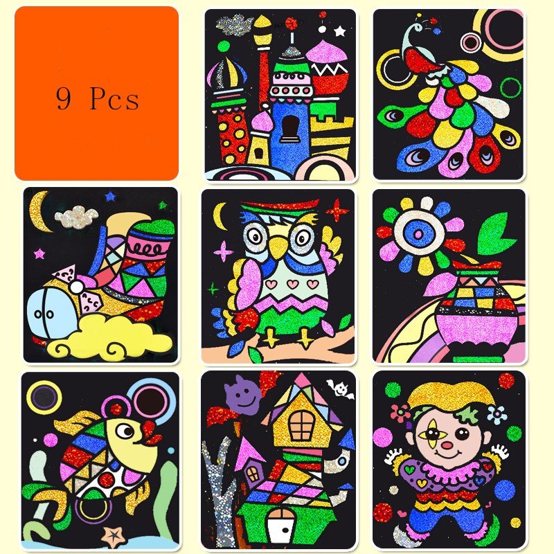 9/12/15/20Pcs Leuke Cartoon Diy Magic Transfer Wticker Transfer Schilderen Ambachten Voor Kinderen: 9 sheets