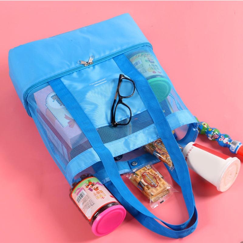 Droppshiping Frauen Mesh Transparent Tasche Doppel-schicht Wärme Erhaltung Große Picknick Strand Taschen d88