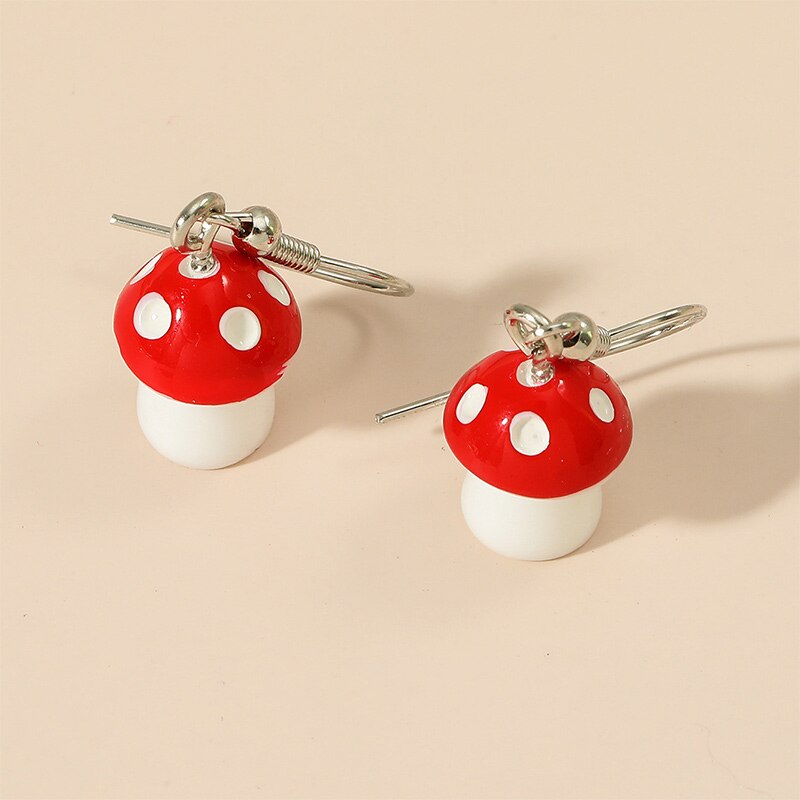 Boucles d'oreilles pendantes en forme de champignon pour femmes et filles, bijoux mignons faits à la main, 8 couleurs, 1.2x3.3cm, petits