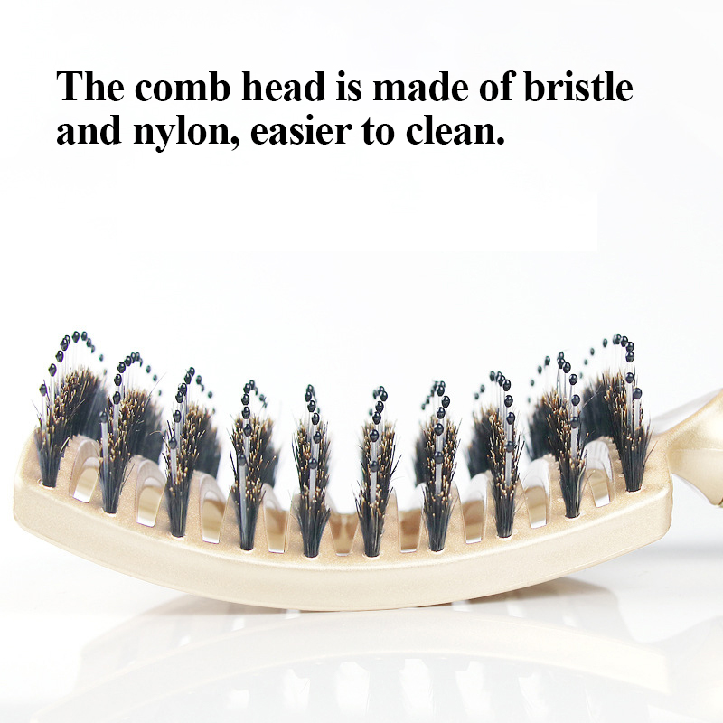 Peigne de Massage du cuir chevelu, brosse à cheveux en poils et en Nylon, brosse à cheveux démêlante humide et bouclée, outils de coiffure pour Salon de coiffure pour femmes