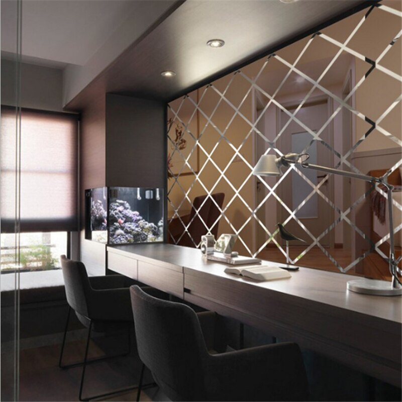 1PC Gold Silver Decoration Sticker Diamond Free Combination Acrylic Mirror Living Room Bedroom TV Sofa Background Wall Sticker