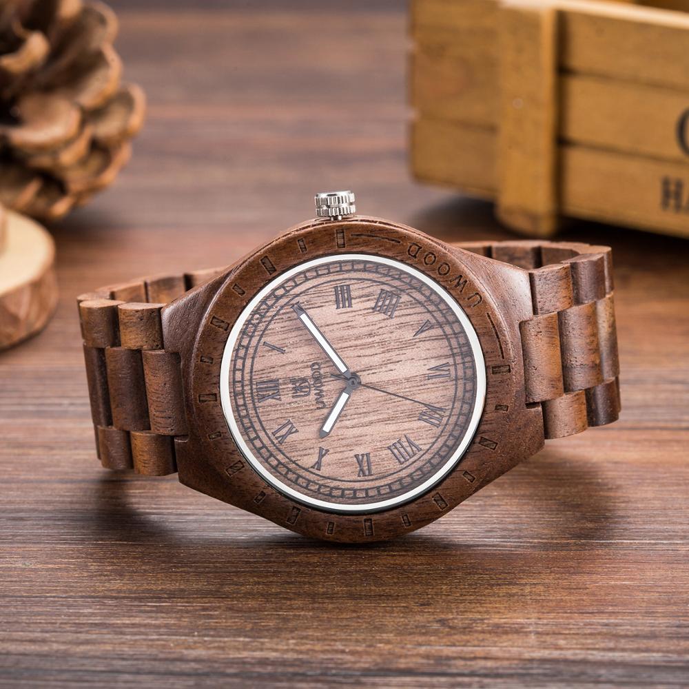 Uwood Houten Horloge voor Mannen Luxe Vintage Quartz Horloge Milieuvriendelijke Natuurlijke Mannen Houten Horloge