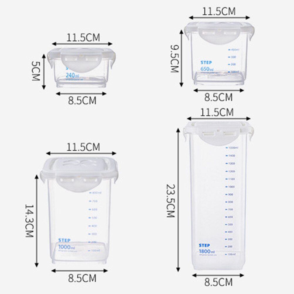 Grain storage box Multi-Scale Cylindrical Kitchen Sealed Can Whole Grain Plastic Storage Moisture Proof Tank Clear Organizers