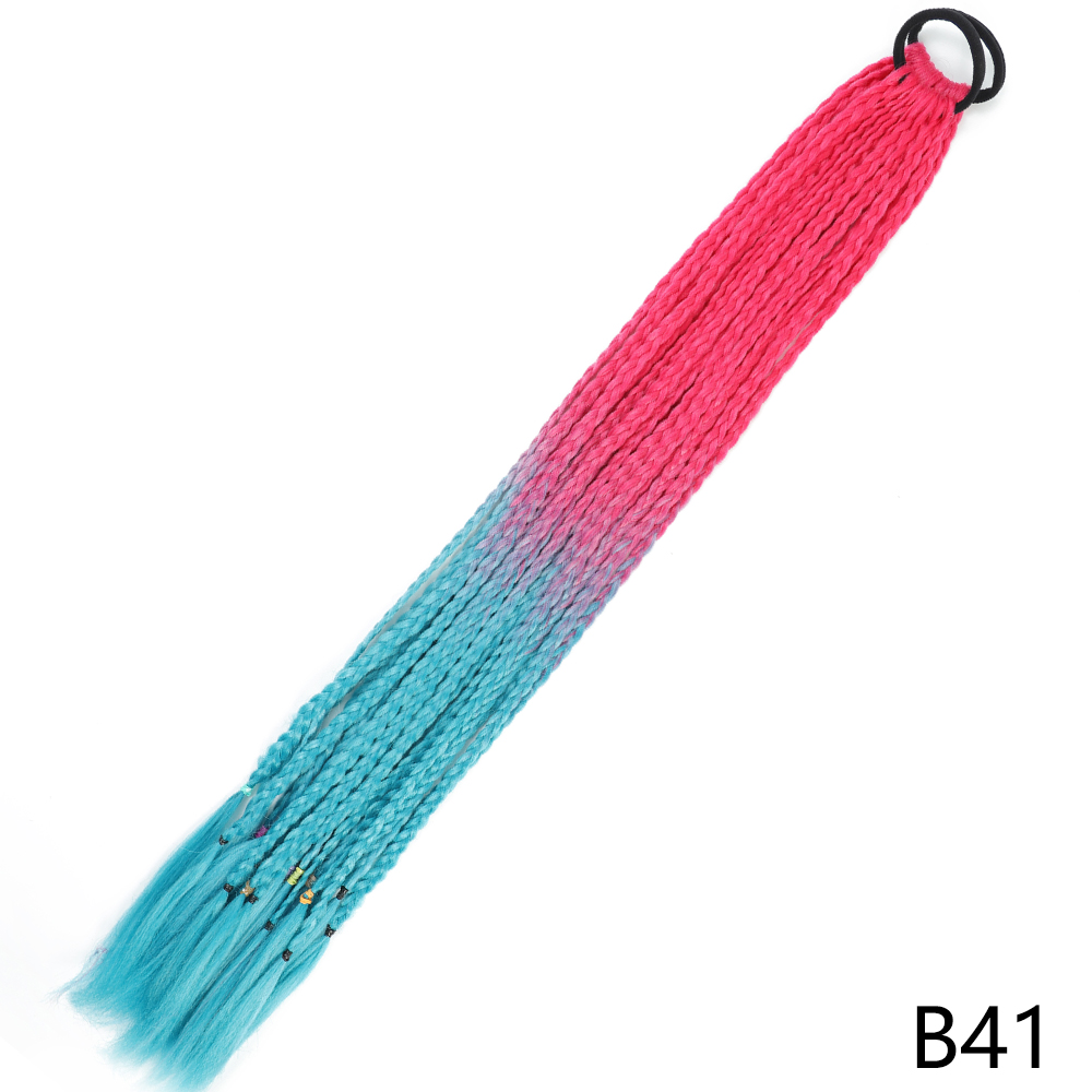 AZQUEEN-coleta trenzada sucia de Color degradado sintético, banda de goma elástica de 60CM, extensiones de cabello trenzado de cola de poni para niñas