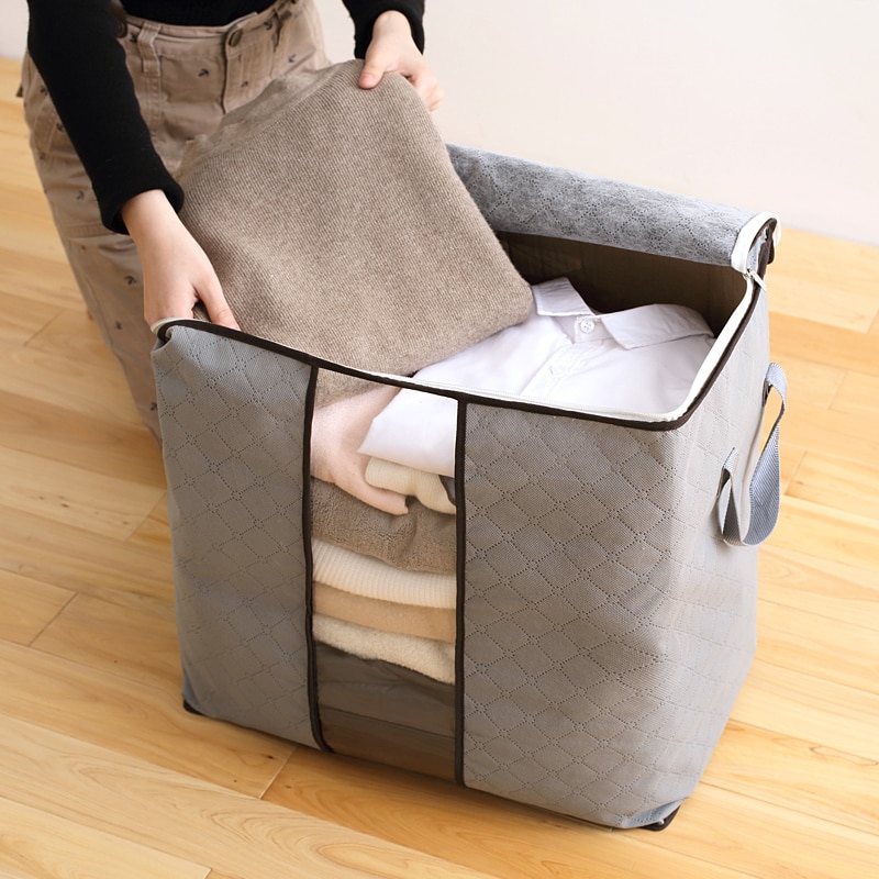 Hjemmeopbevaring sammenfoldelig taske vandtæt oxford stof sengetøj puder quilt opbevaringstaske tøj opbevaring taske organizer