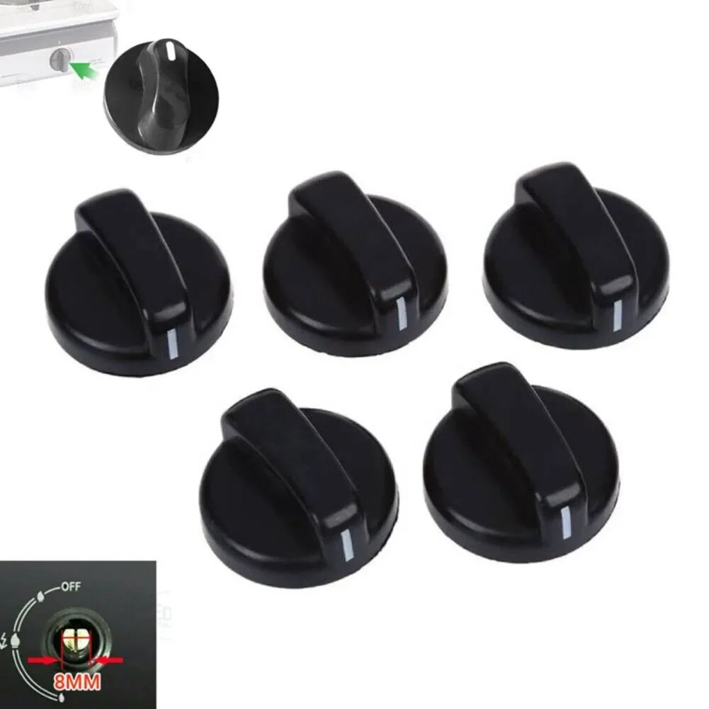 5 stks 8mm Vervanging Schakelaar Knop Gasfornuis Bedieningsknop Plastic Knop Algemeen Bereik Oven Knop Fornuis Kookplaat knop Voor Tafelmodel Brander
