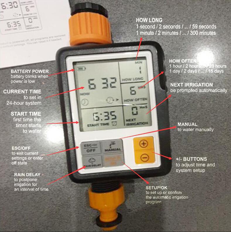 Automatisk lcd-skærm elektronisk vand timer sprinkler controller udendørs have timer automatisk vanding enhed vanding værktøj