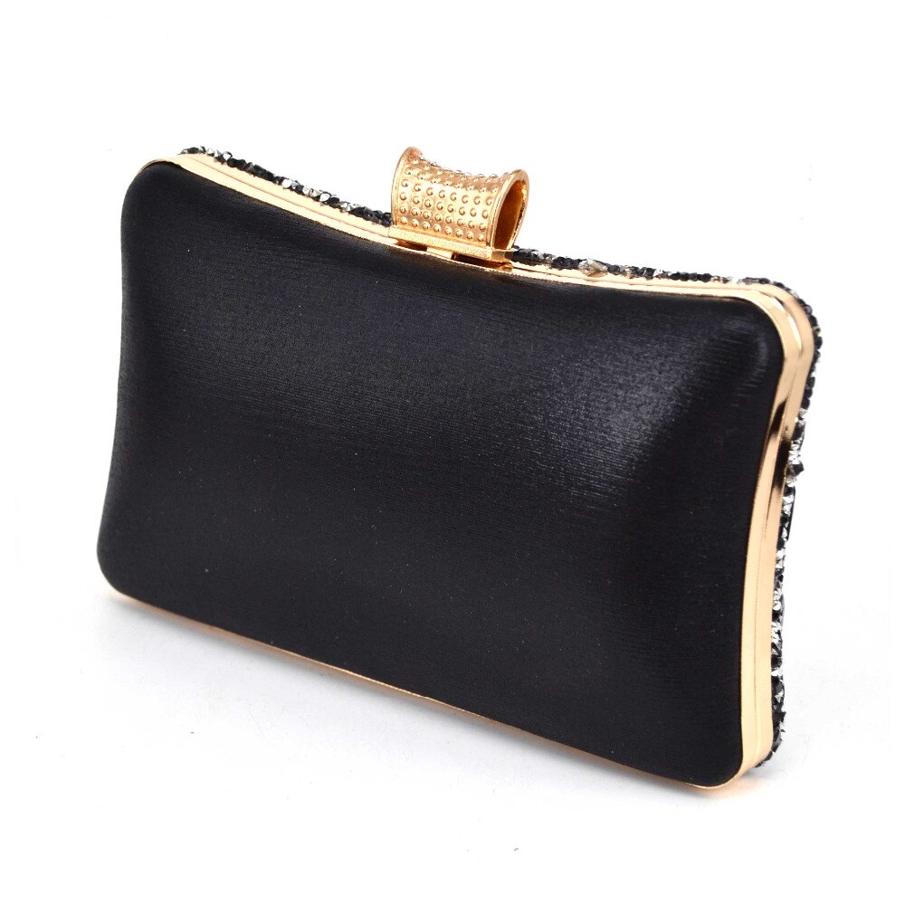 Mode Goedkope Glans Steen Avondtasje Bruiloft Soiree Bridal Zilver Zwart Clutch Purse Met Ketting Handtassen Vrouwelijke Pochette Packet