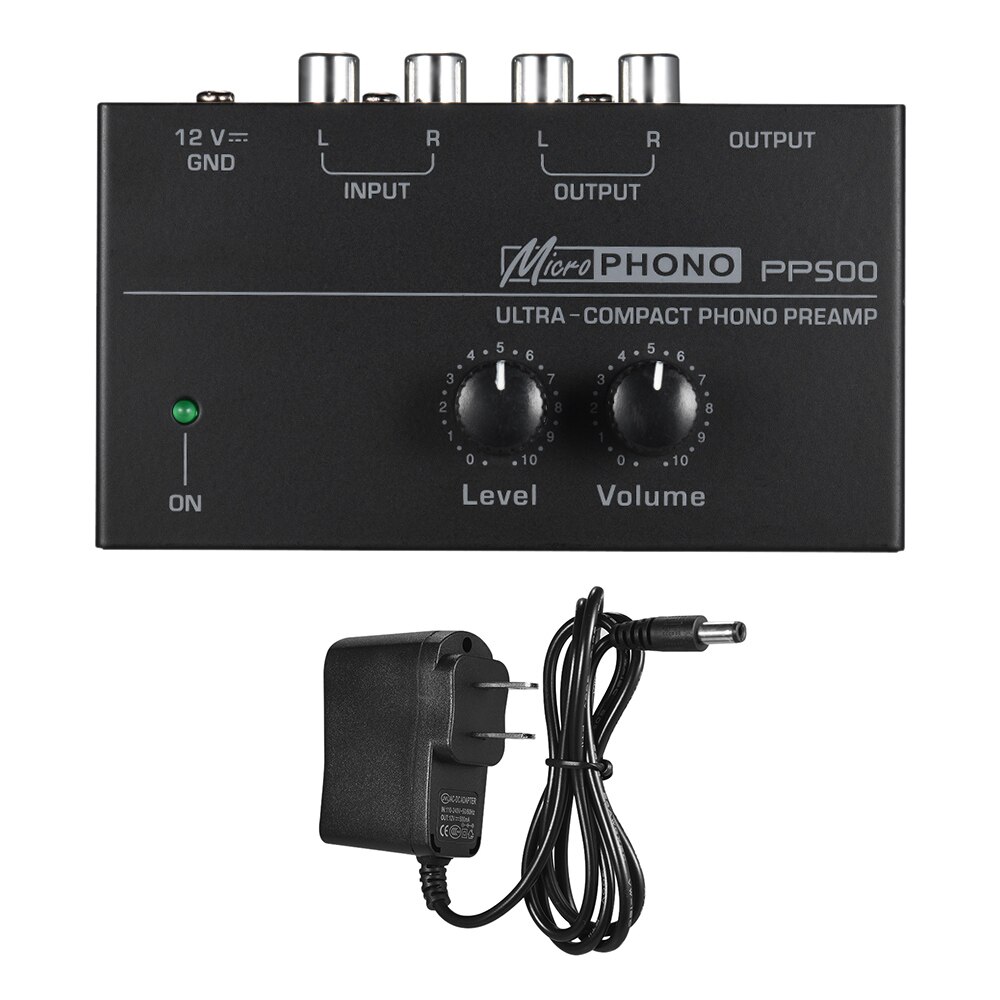 Phono Voorversterker Voorversterker Met Niveau & Volumeregeling Rca Input & Output 1/4 Accessoires: US PLUG