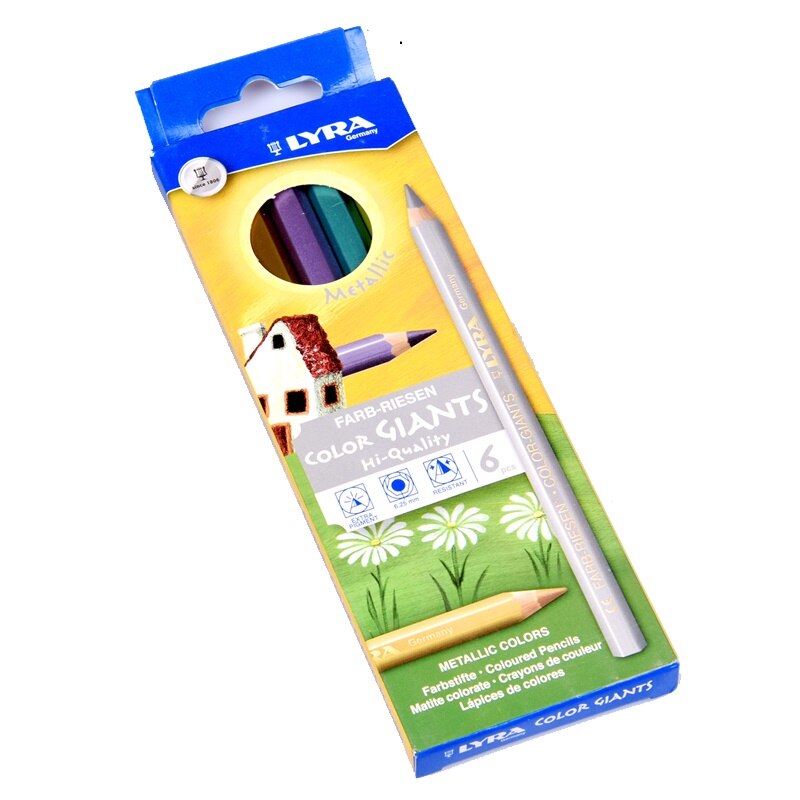 Germany LYRA colored pencil set COLOR GIANTS thick rod 6 color colored pencil Metallic pen School supplies: Default Title