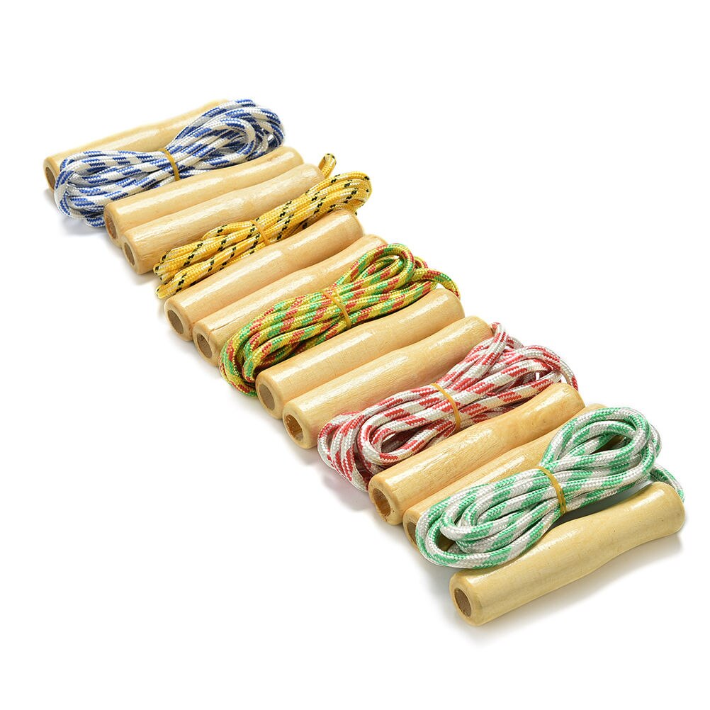 1PC skipping Sports Skipping Rope Practice Speed Jump Random Color Wood Grip Handle Children Kid Fitness Equipment Training