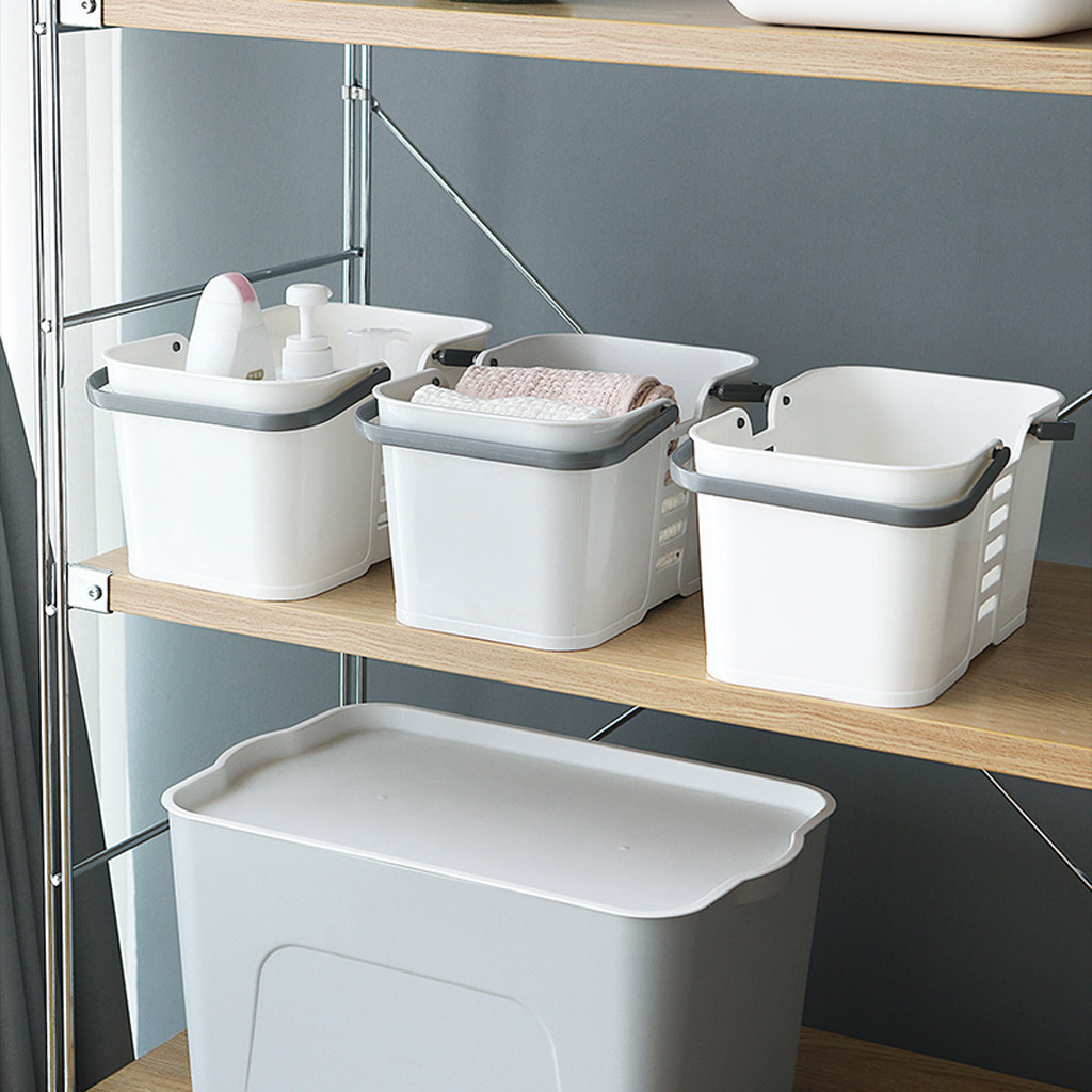Badetøjskurv med håndtag badeværelse bærbare toiletartikler håndklæde opbevaringsboks hjem desktop kosmetisk holder arrangørkurve