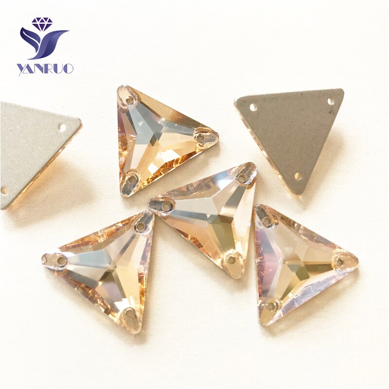 YANRUO-piedras triangulares para coser, cristales, reverso plano, diamantes de imitación, todos los tamaños, GSHA, 3270
