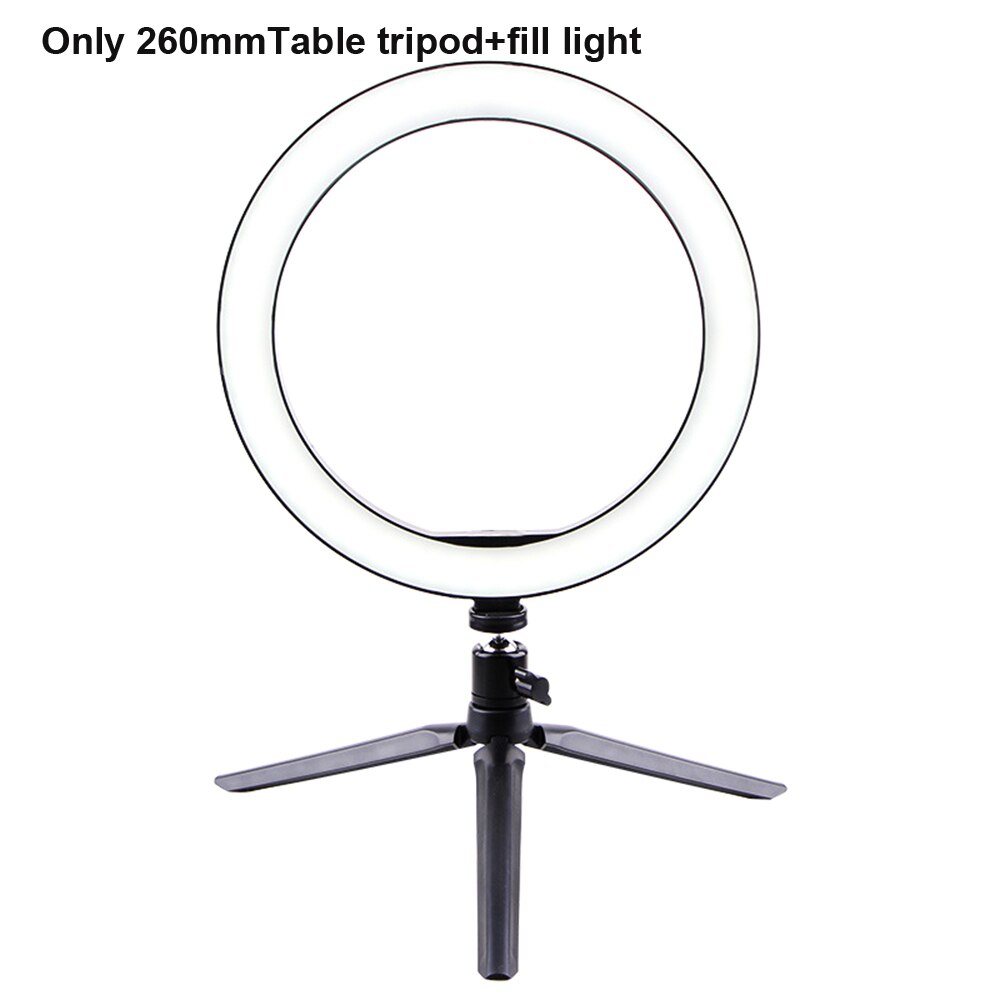 Fotografering makeup lampe spejl led selfie lys 260mm dæmpbar make up kamera telefon lampe med bordstativ telefon holder stand: Størrelse 1