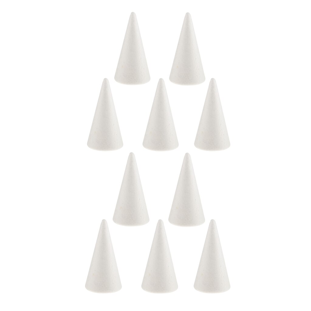 10 Pieces Cone Polystyrene Styrofoam Foam Embellishments DIY Materials 10cm